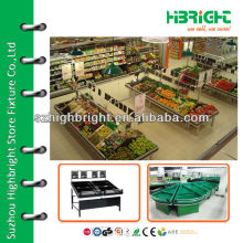 hypermarket fruits vegetables display shelves